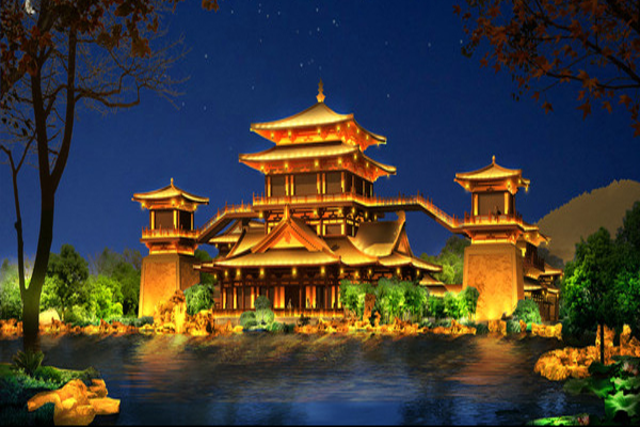 甘肅月牙泉夜景亮化